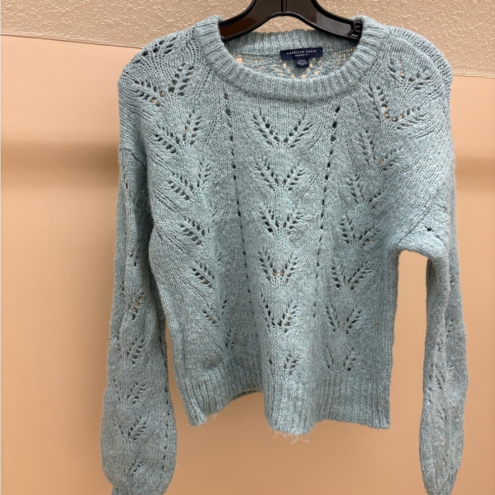 American Eagle Outfitters Soft Blue Knit Sweater